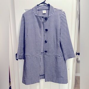 Cabi Longline Car Coat Blue and Navy Stripe